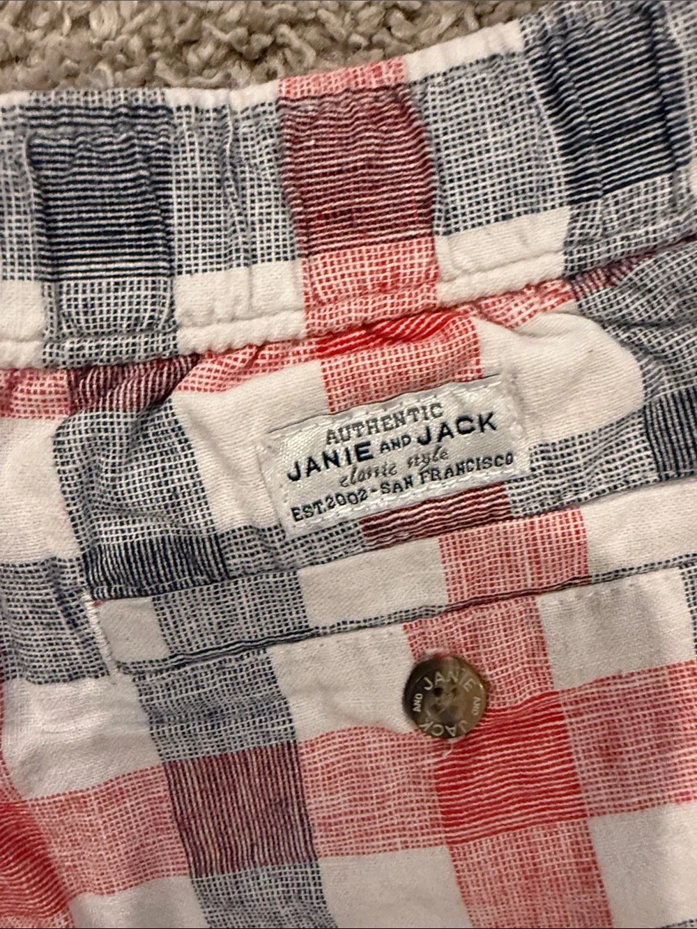 Janie and Jack Red, Blue & White Plaid Short Pajama Set